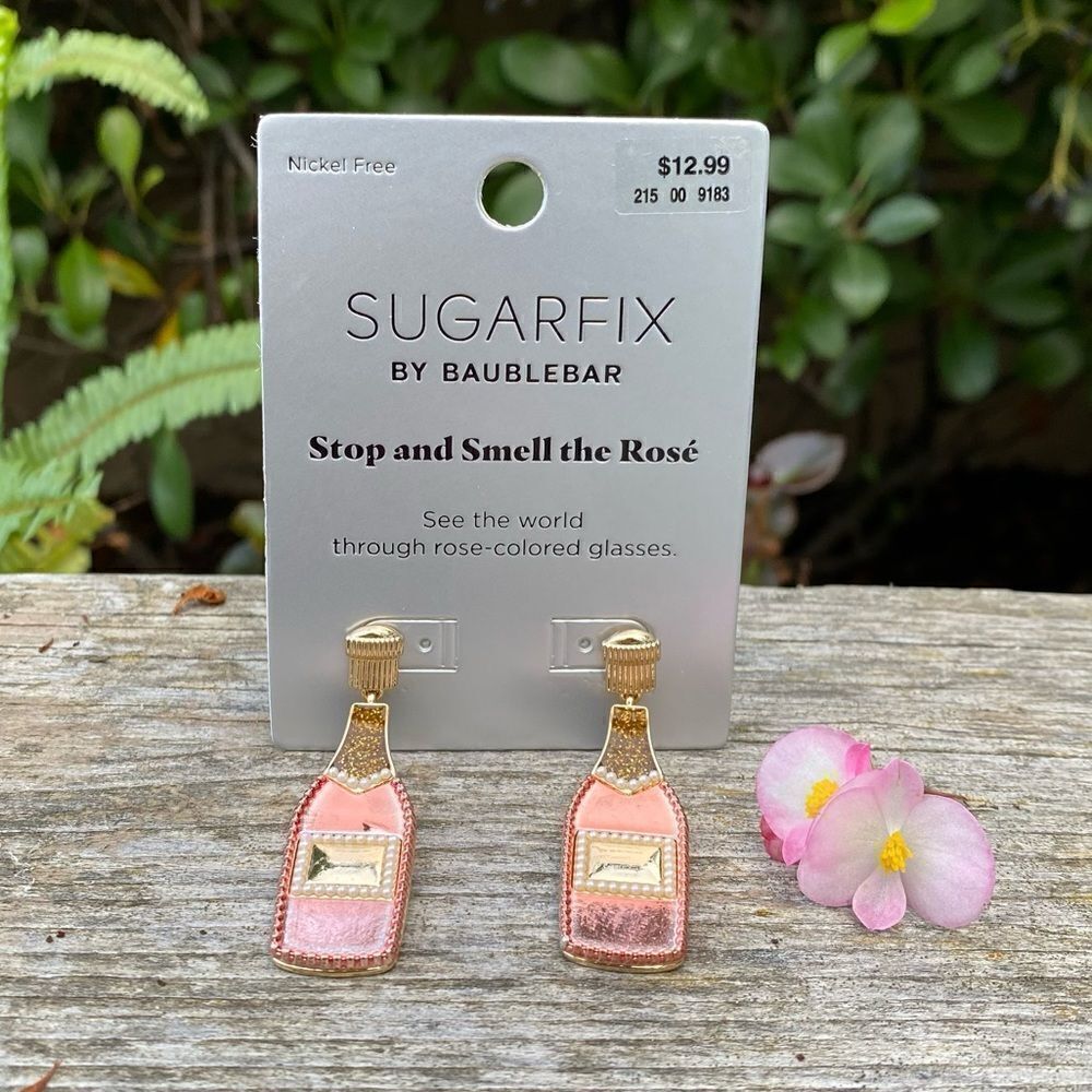 Sugarfix by Baublebar “Stop & Smell the Rose” Pink Champagne Earrings. NWT